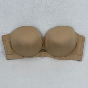 Cacique 46DD Strapless Bra Nude Beige‎ Full Coverage Underwire Smooth Plus Size